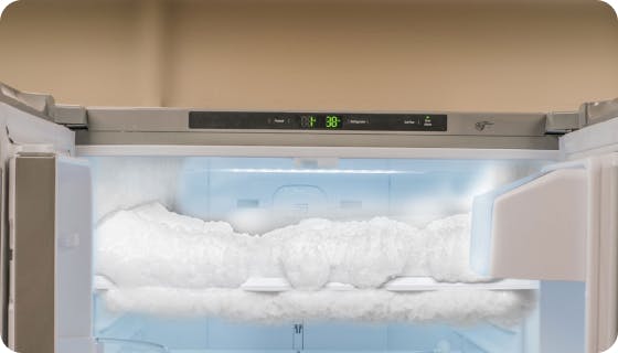 Frost/snow build up inside the fridge